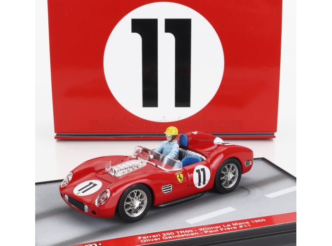 FERRARI 250tr Testarossa 3.0l V12 Spider Team Scuderia Ferrari Spa №11 Winner 24h Le Mans (1960) With Olivier Gendebien Figure, Red