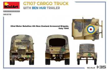 Сборная модель CHEVROLET G7107 4x4 Cargo Truck Military With Ben Hur Trailer 1943