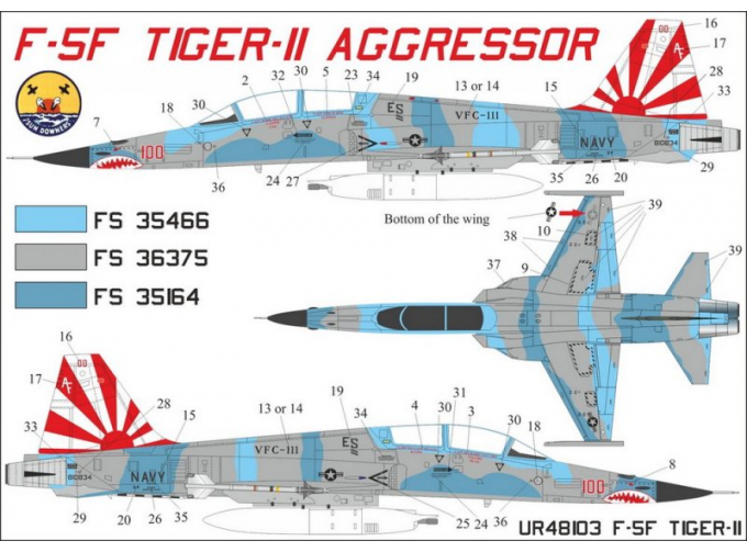 Декаль F-5F "Tiger-II" Aggressor squadron with stencils