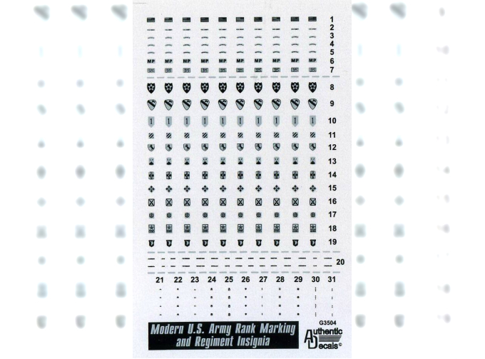 Декаль Modern US Army Rank Marking