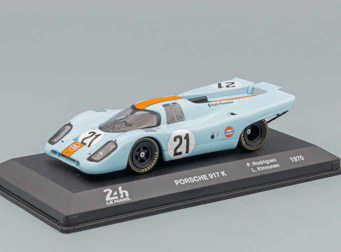 PORSCHE 917k 4.9l Team Jw Automotive Engineering Gulf №21 24h Le Mans (1970) P.Rodriguez - L.kinnunen, Light Blue Orange