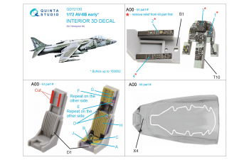 3D Декаль интерьера кабины AV-8B ранний (Hasegawa)