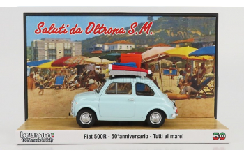 FIAT 500R (1972) - TUTTI AL MARE - SALUTI DA OLTRONA S.M. - 50th ANNIVERSARIO 1972 -2022, VERY LIGHT BLUE