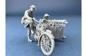 Сборная модель фигура, британский мотоциклист заводит мотоцикл