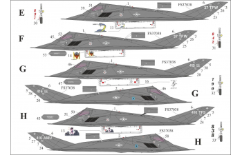 Декаль для F-117 Nighthawk Desert Storm Pt.IV, с тех. надписями