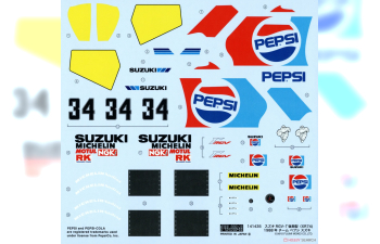 Сборная модель Suzuki RGV-Γ (XR74) 1988 Team Pepsi/Suzuki #34 Kevin Schwantz