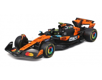 McLAREN F1 Mcl39 Team Mclaren №4 World Champion Season (2025) Lando Norris - With Pilot And Showcase, Orange Black