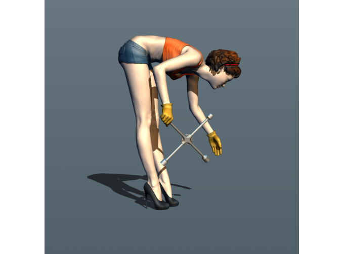 Фигурка Девушка с крестовым ключем, окрашенная