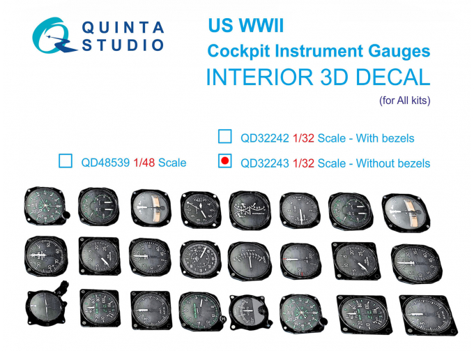 3D Декаль Авиационные приборы США, 1930-50гг (без корпусов) (для всех моделей)