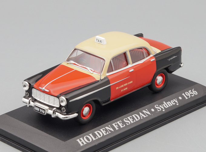 HOLDEN FE SEDAN TAXI SYDNEY 1956 RED BLACK BEIGE