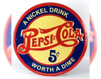 ACCESSORIES Metal Round Plate - Pepsi, Blue Red