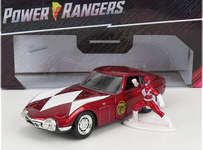 TOYOTA 2000gt Coupe 1967 With Power Rangers Figure, Red Met White