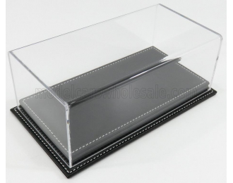 VETRINA DISPLAY BOX Molhouse Base In Pelle Nera - Leather Base Black - Lungh.lenght Cm 23 X Largh.width Cm 12 X Alt.height Cm 8.5 (altezza Interna 6.7 Cm ), Plastic Display