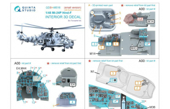 3D Декаль интерьера кабины Ми-24П (Trumpeter) (малая версия) (с 3D-печатными деталями)