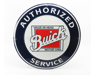 ACCESSORIES Metal Round Plate - Buick Service, White Blue