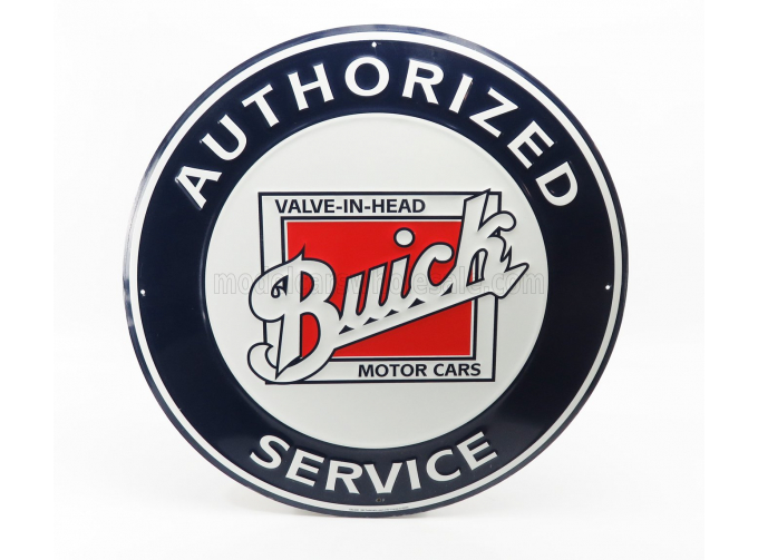 ACCESSORIES Metal Round Plate - Buick Service, White Blue