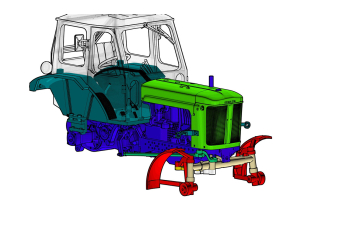 Сборная модель Трактор ЮМЗ-6Л фото версия с задней стенкой для экскаватора