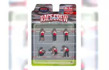 FIGURES Set 6x Man Race Crew, White Red Blue