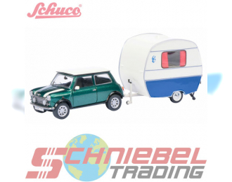 Mini Cooper with camping trailer