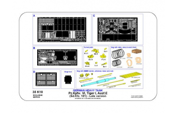 Набор полного фототравления для Pz.Kpfw. VI Ausf.E (Sd.Kfz.181) Tiger I – Late version (premium set)