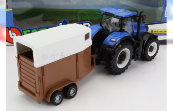 NEW HOLLAND T7.315 Tractor With Livestock Trailer (2018), Blue