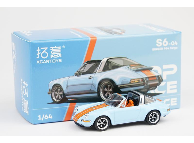 PORSCHE 964 Targa Singer, light blue / orange