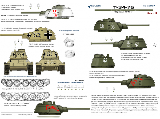 Декаль для Т-34/76 Sample 1943 Part II