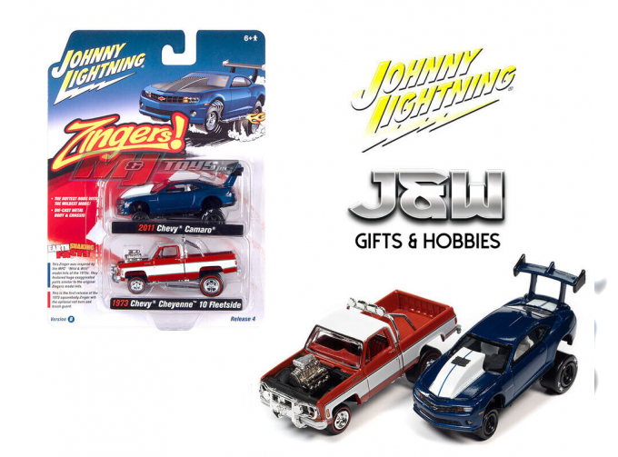 CHEVROLET Camaro (2011), Blue Metallic, CHEVROLET Cheyenne (1973), Flame Red with White Stripe