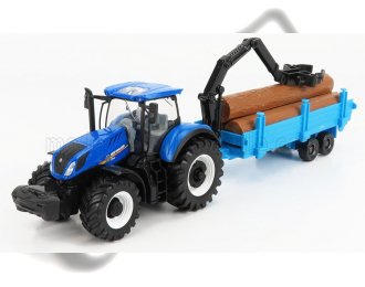 NEW HOLLAND T7.315 Tractor With 3x Trailer (2018), Blue