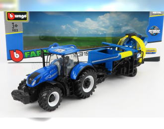 NEW HOLLAND T7.315 Tractor With Cultivator Trailer (2016), Blue