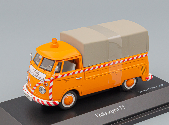 VOLKSWAGEN T1 Pick-Up Telonato Achtung Schienenkontrolle 1955, orange / grey