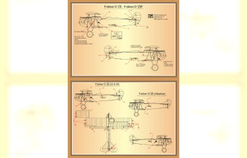 Набор декалей Fokker D VII Part 2 Wet decal The complete set 3 leaf