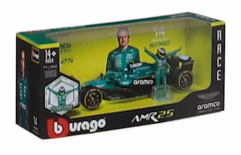 ASTON MARTIN AMR 25 #18 Lance Stroll with figure (2025), black / silver / turquoise