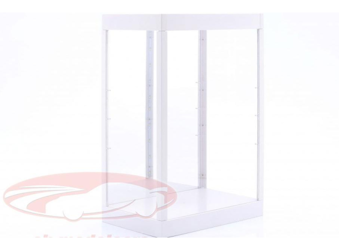 Витрина со светодиодной подсветкой и зеркалом для фигурок в масштабе 1:6, белый