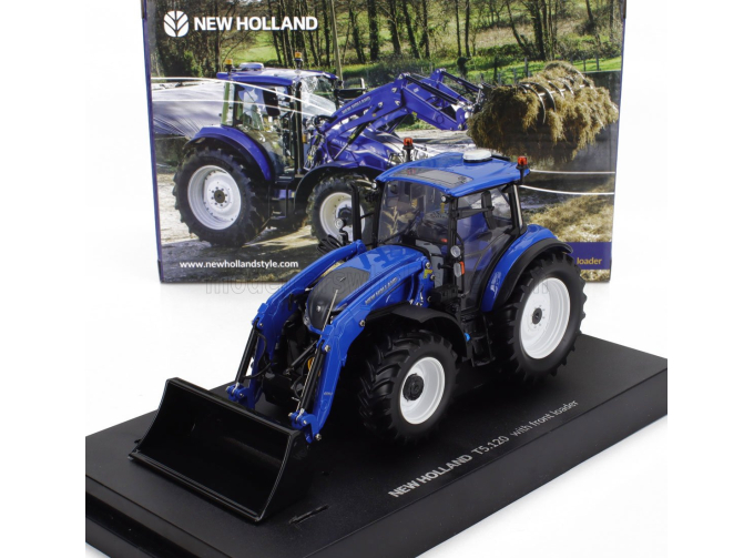 NEW HOLLAND T5.120 Tractor With Front Scraper (2018), Blue Black