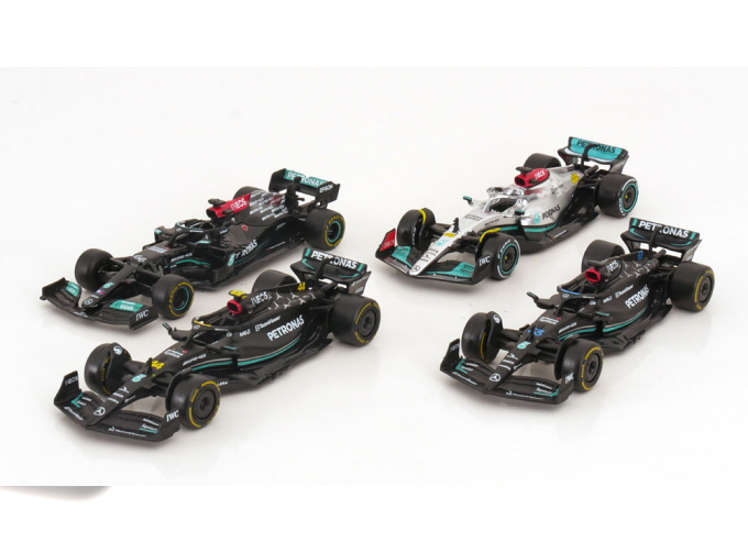 MERCEDES-BENZ Set 4 modelcars W12-W14, Hamilton/Russel (2021-2023)