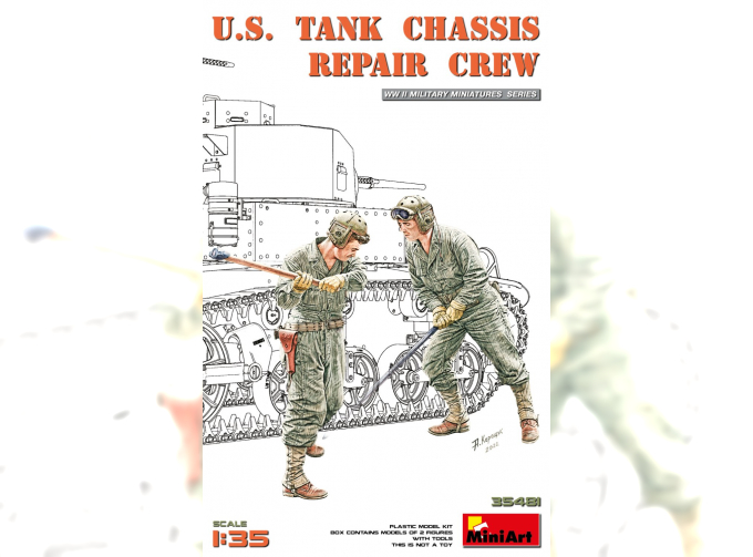 Сборная модель Военная бригада по ремонту шасси американского танка/ Military Us Tank Chassis Repair Crew