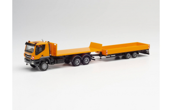 Iveco Trakker 6×6 Valník s Přívěsem Lowboy, yellow