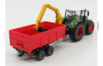 FENDT Vario 1000 Tractor With Crane And Trailer (2016), Green Grey Red