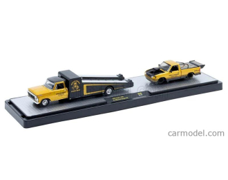 FORD USA F-350 Truck Car Transporter 1969 With Ranger Xlt Pick-up 1995, Gold Met