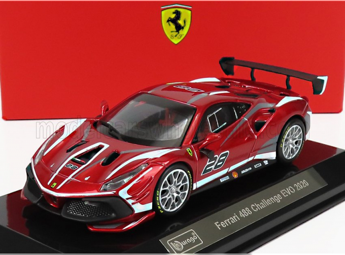 FERRARI 488 Challenge Evo N28 (2020) - Con Vetrina - With Showcase, Red Met