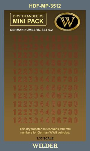 Сухая декаль Немецкие номера для наземной техники. Сет 6.2 Контурные, красные