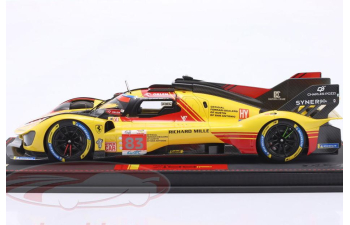 FERRARI 499p 3.0l Turbo V6 Team Af Corse №83 24h Le Mans (2024) Robert Kubica - Robert Shwartzman - Yifei Ye - Con Vetrina - With Showcase, Yellow Red