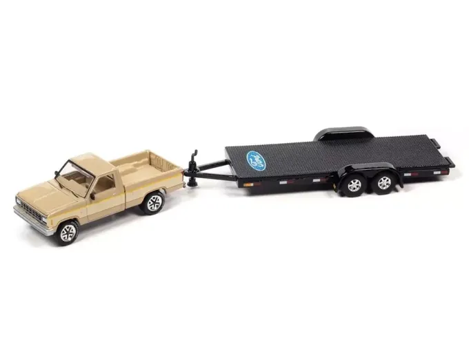 FORD Ranger Pick-up (1983) With Trailer Car Transporter, Beige White Black