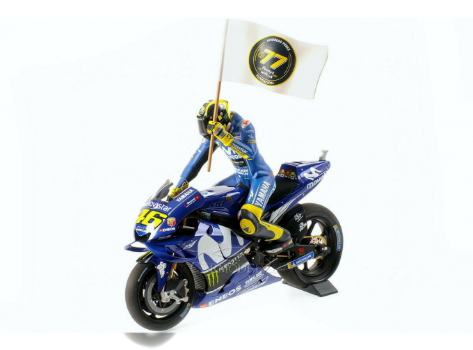 YAMAHA YZR-M1 - MOVISTAR YAMAHA - VALENTINO ROSSI - MOTOGP CATALUNYIA 2018 - W/ FIGURINE W/ FLAG