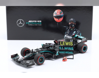 MERCEDES GP F1 W11 Eq Performance Team Amg Petronas Motorsport №44 World Champion Winner Eifel Gp (91st Win) Lewis Hamilton (2020) - With Michael Schumacher Helmet And Pit Board, Black Green