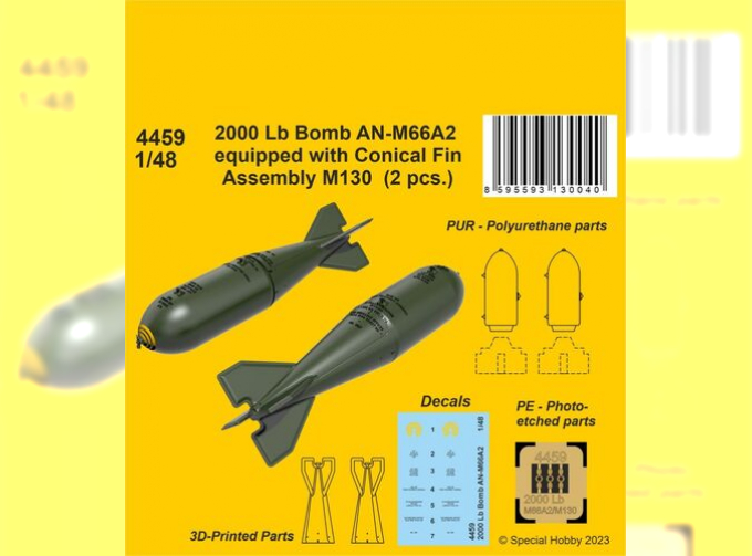 2000 Lb Bomb AN-M66A2 equipped with Conical Fin Assembly M130 (2 pcs.)