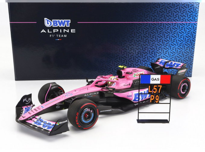 RENAULT F1 A523 Team Bwt Alpine №10 9th Bahrain Gp With Pit Board (2023) Pierre Gasly, Pink Black Blue