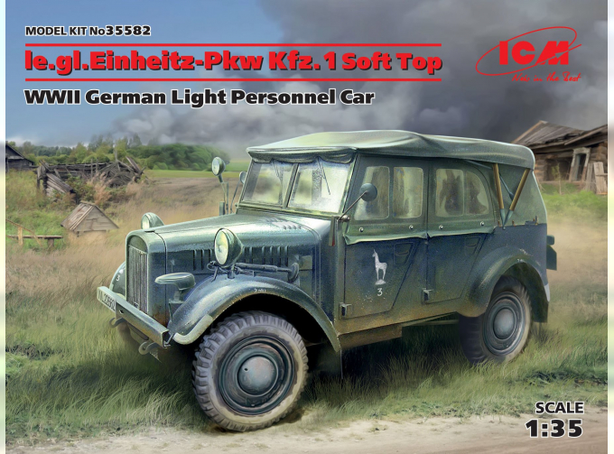 Сборная модель le.gl.Einheitz-Pkw Kfz.1 с тентом, Германский легкий внедорожный автомобиль II МВ