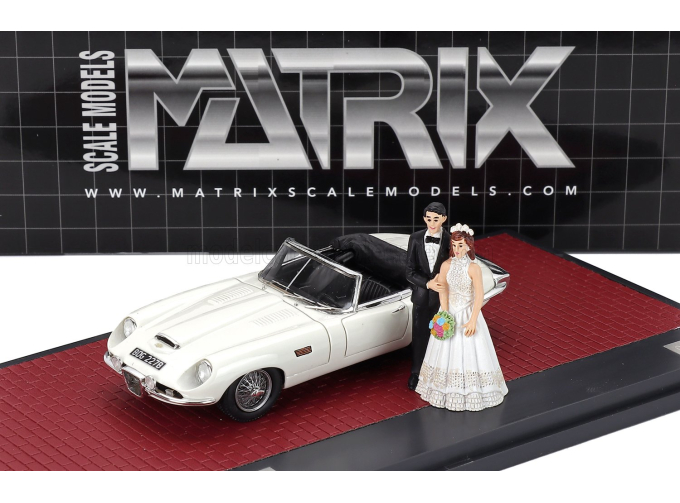 JAGUAR E-type Frua Roadster Open JUST MARRIED с двумя фигурками (1964), white